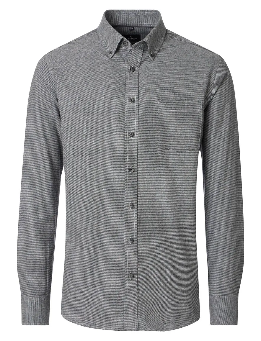 Casa Moda Casual Fit overhemd antraciet geprint