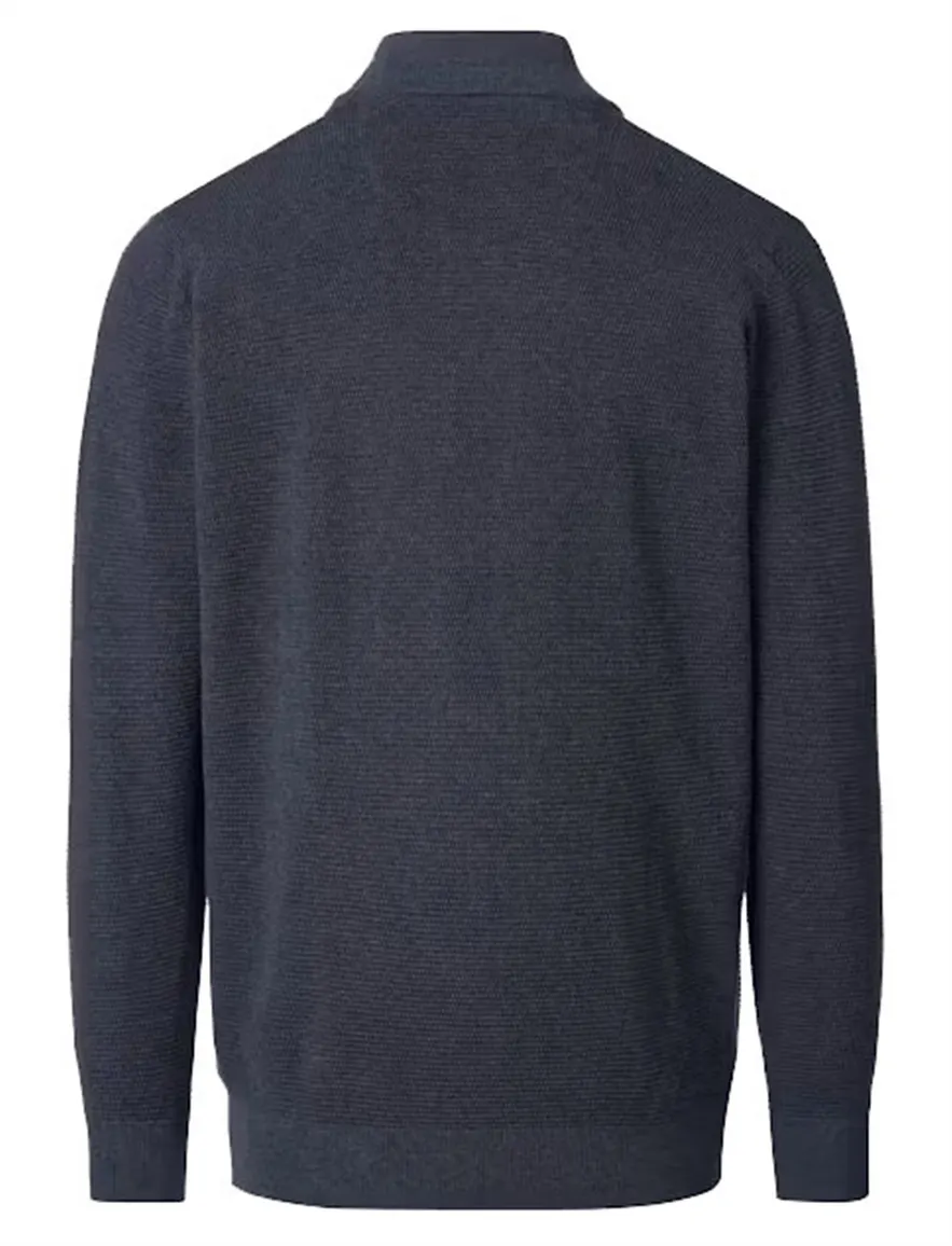 Casa Moda trui donkerblauw gemêleerd half zip