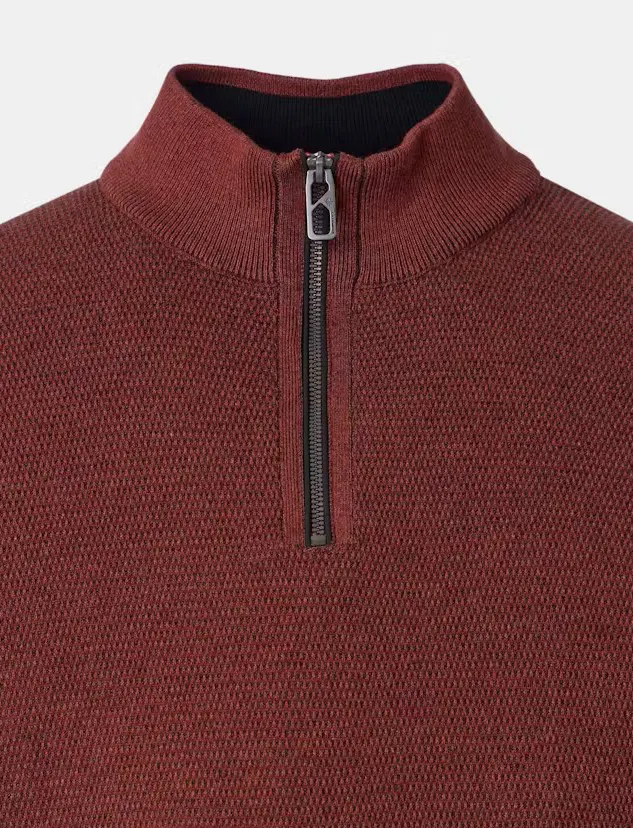 Casa Moda trui rood gemeleerd ronde hals
