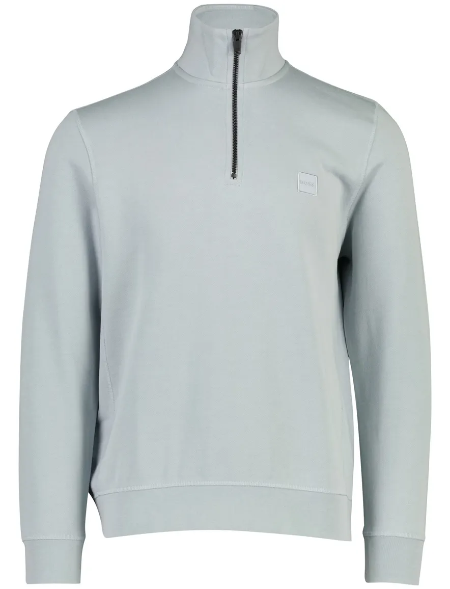 BOSS Orange trui lichtblauw half zip