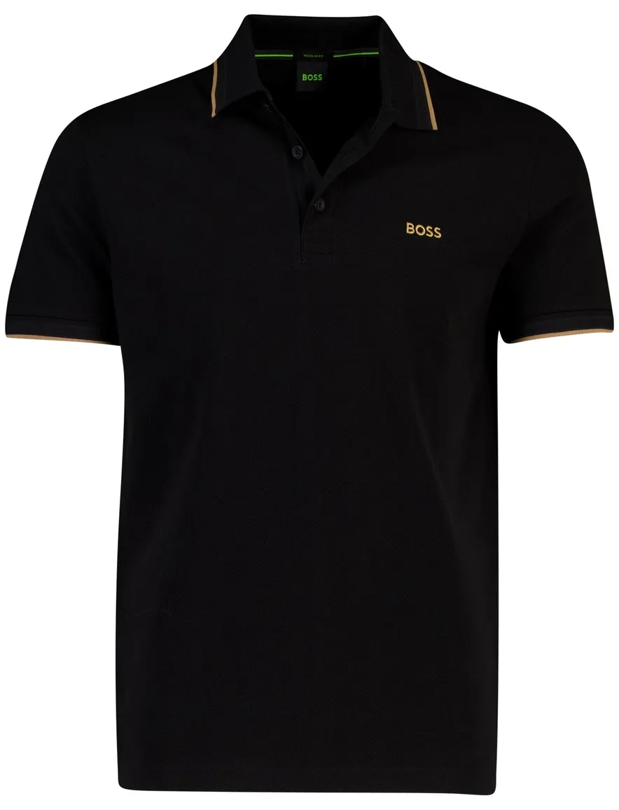 BOSS Green poloshirt zwart piqué BOSS Paddy