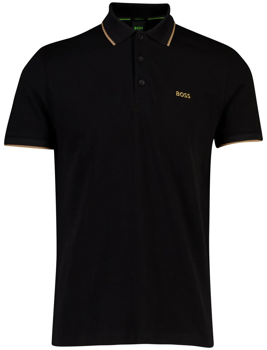 BOSS Green poloshirt zwart piqué BOSS Paddy