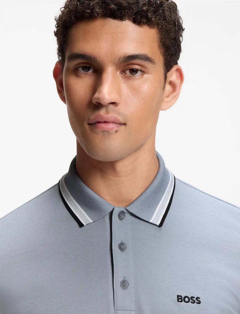 BOSS Green poloshirt grijs pique
