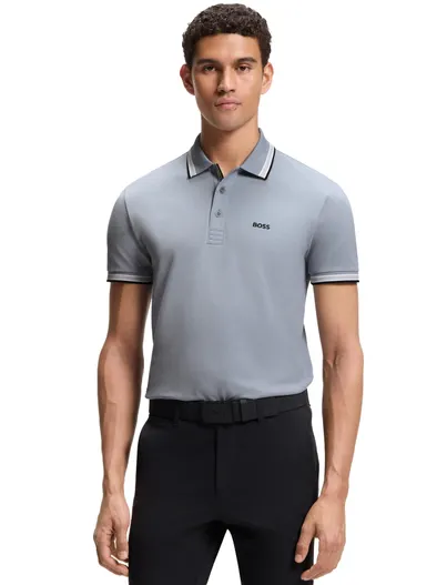 Hugo Boss BOSS Green poloshirt grijs effen