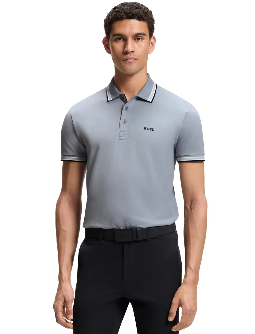 BOSS Green poloshirt grijs pique