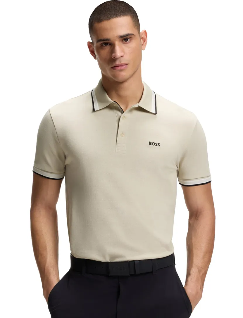 BOSS Green poloshirt beige pique normale fit