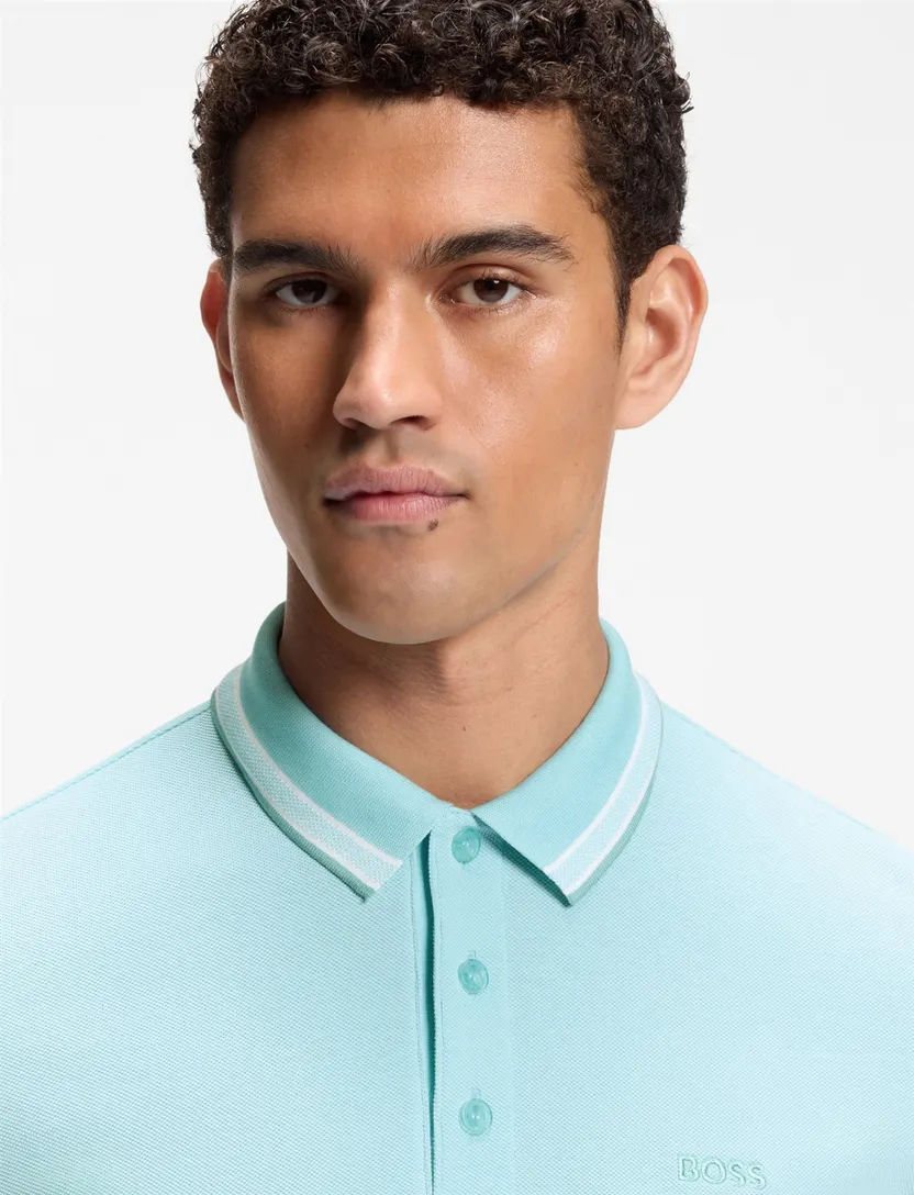 BOSS Green poloshirt lichtblauw normale fit