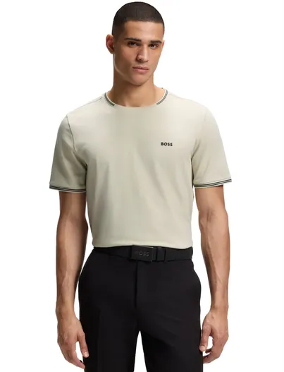 Hugo Boss BOSS Green T-shirt beige ronde hals stretch