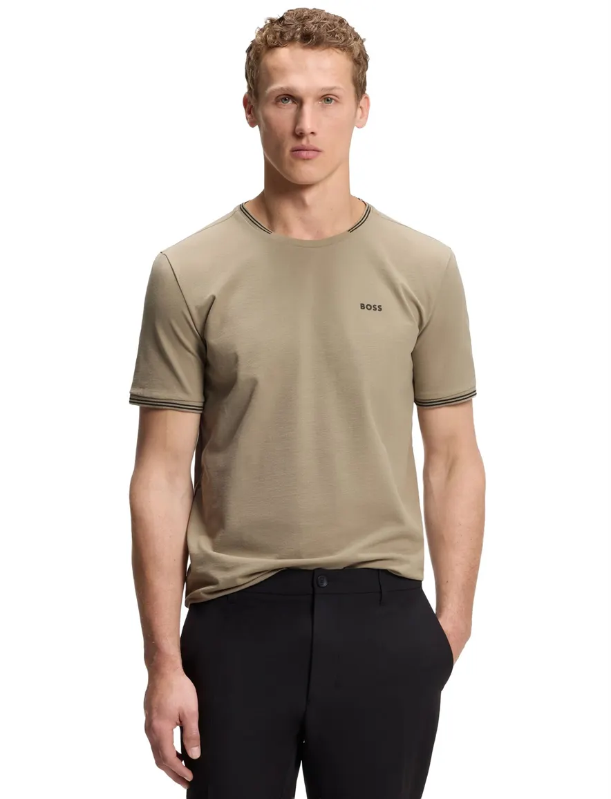 BOSS Green T shirt ronde hals khaki