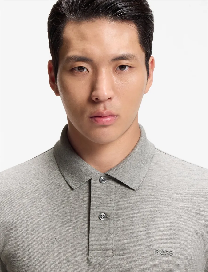 BOSS Black poloshirt grijs gemeleerd
