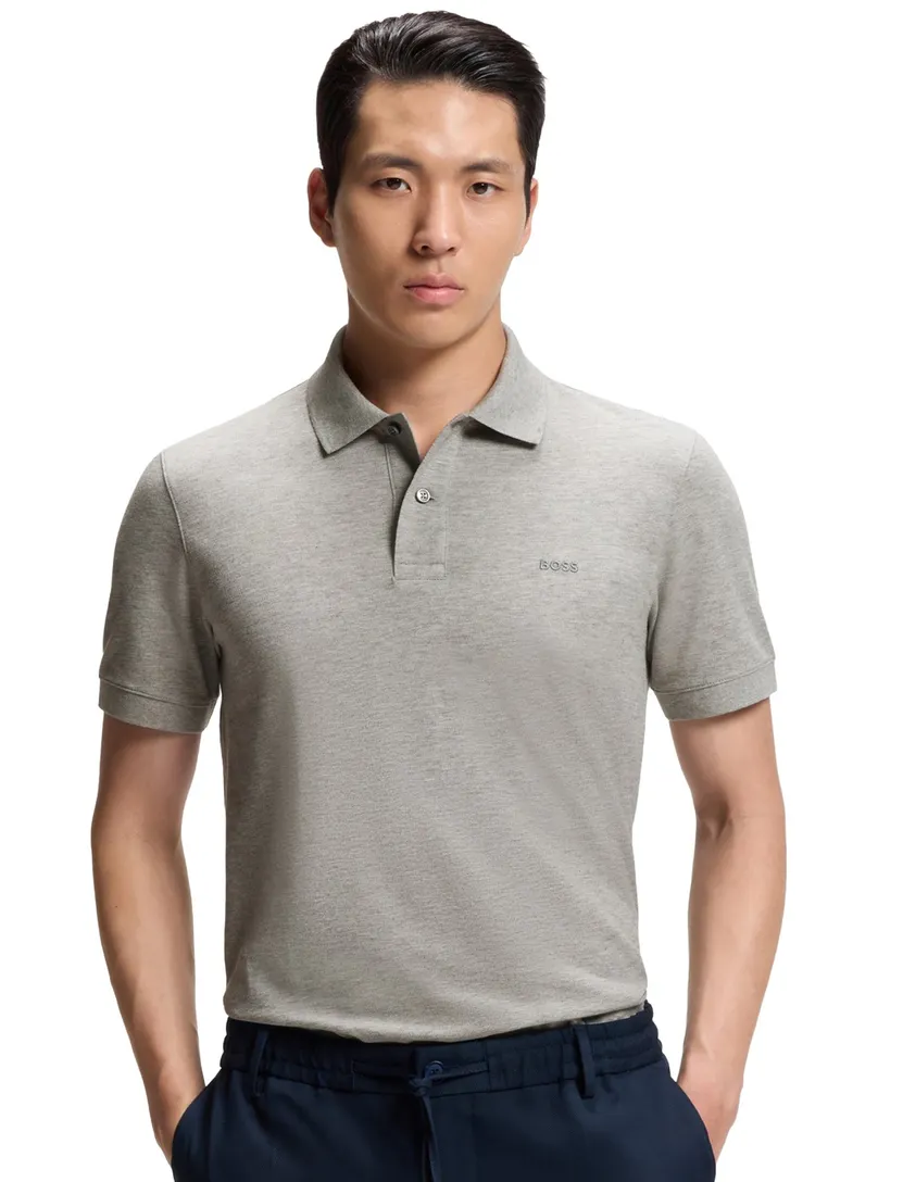 BOSS Black poloshirt grijs normale fit