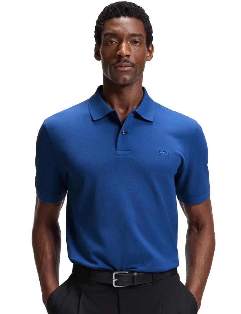 BOSS Black poloshirt blauw normale fit