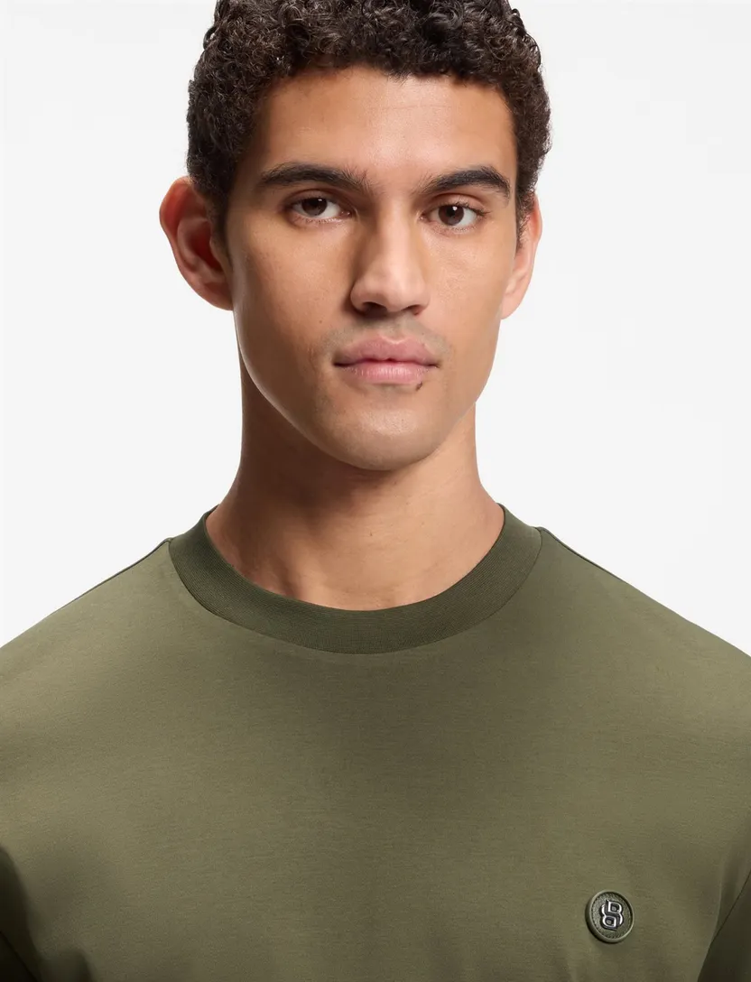 T-shirt BOSS Black groen ronde hals