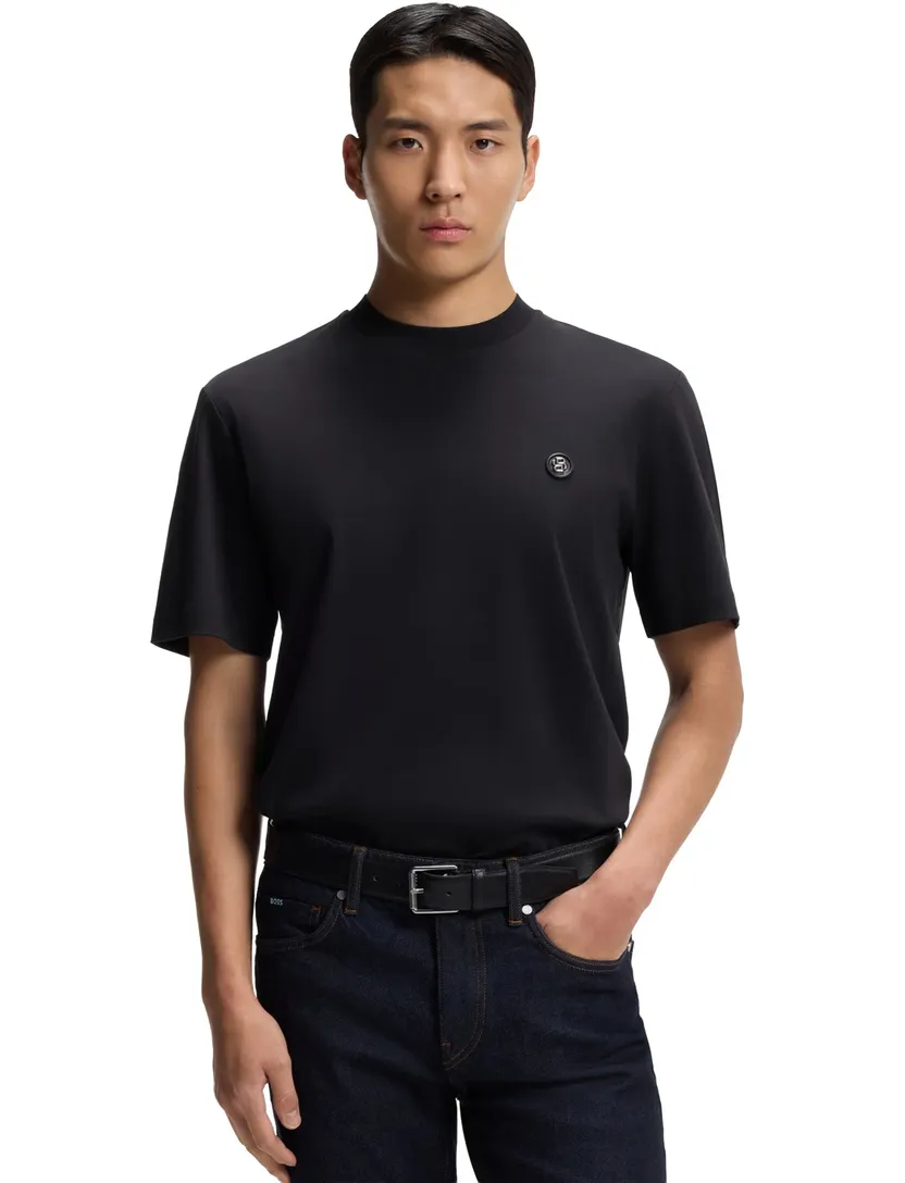 T-shirt BOSS Black donkerblauw ronde hals