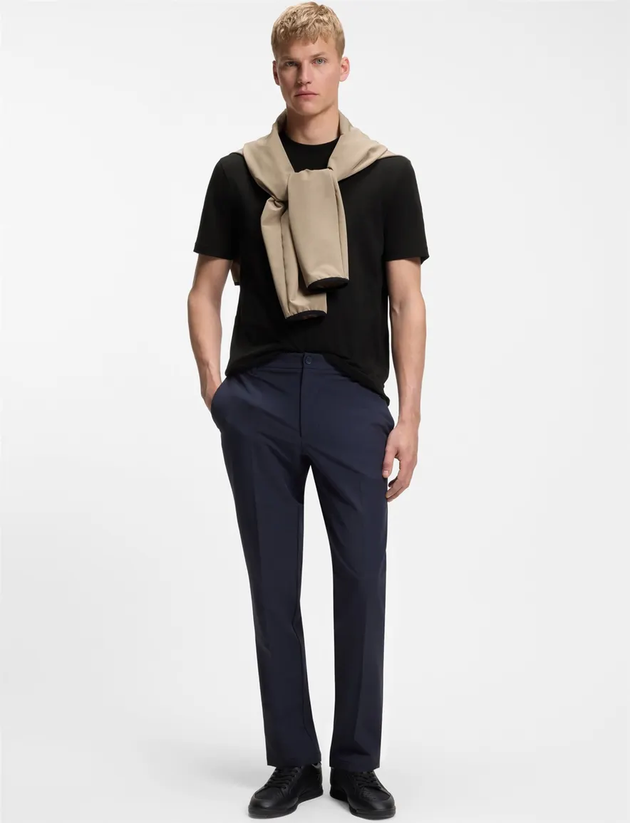 BOSS Green T-shirt ronde hals zwart effen