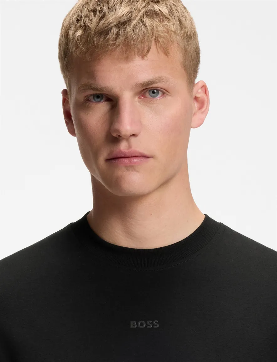 BOSS Green T-shirt ronde hals zwart effen
