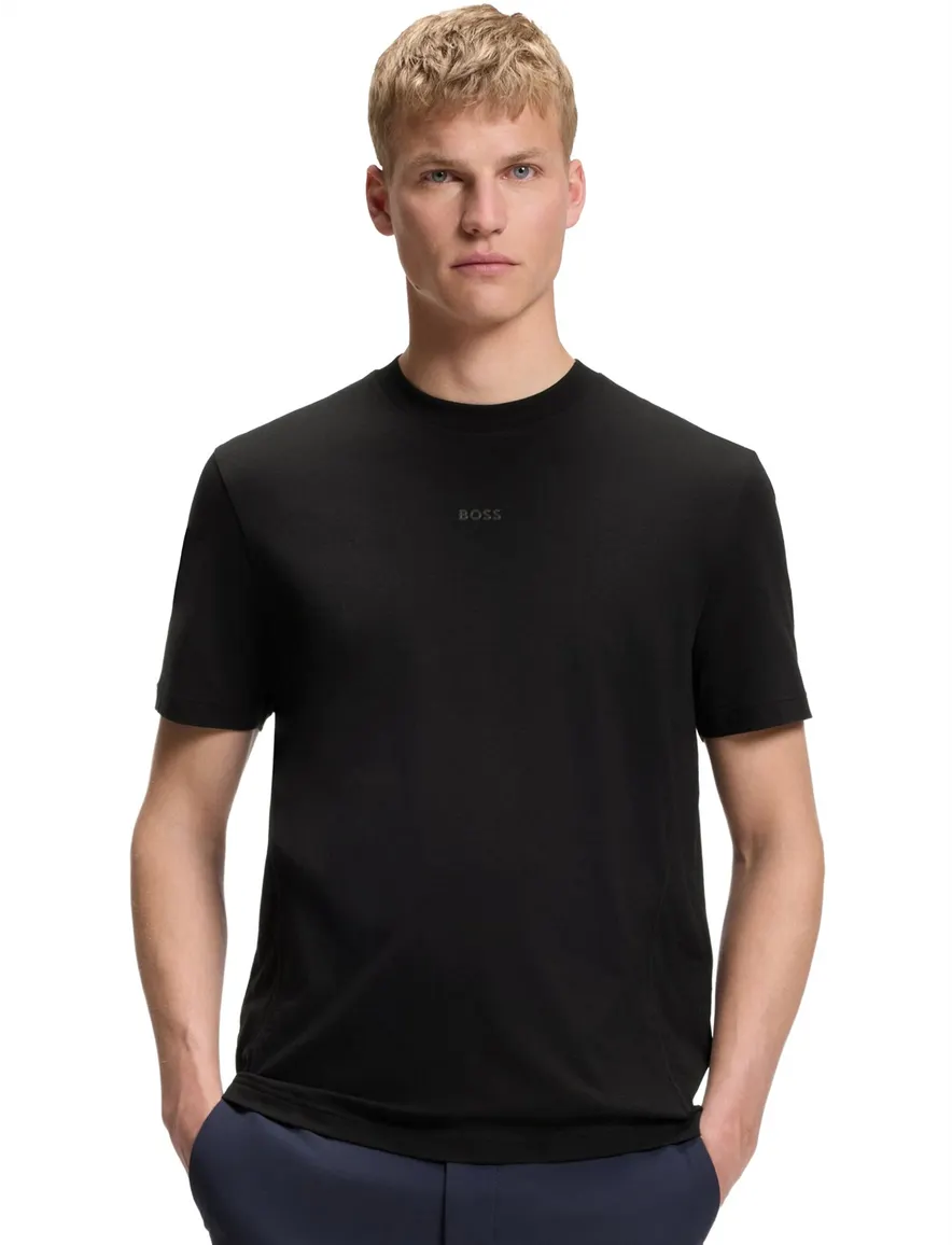 BOSS Green T-shirt ronde hals zwart effen