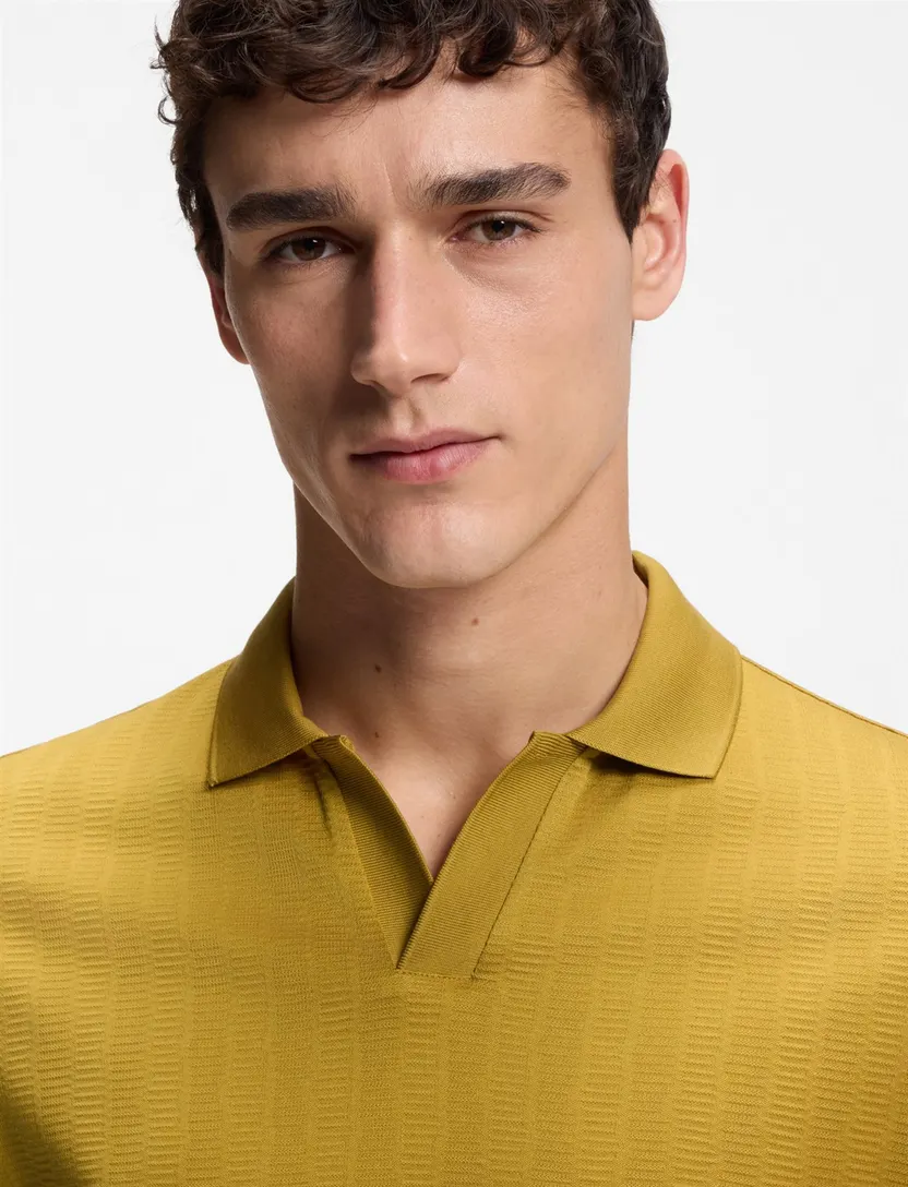 BOSS Black poloshirt geel gestreept