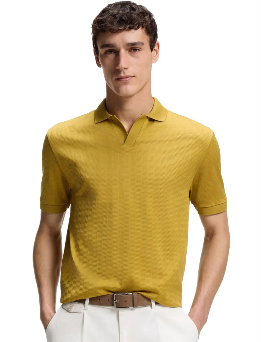 BOSS Black gestreept poloshirt geel