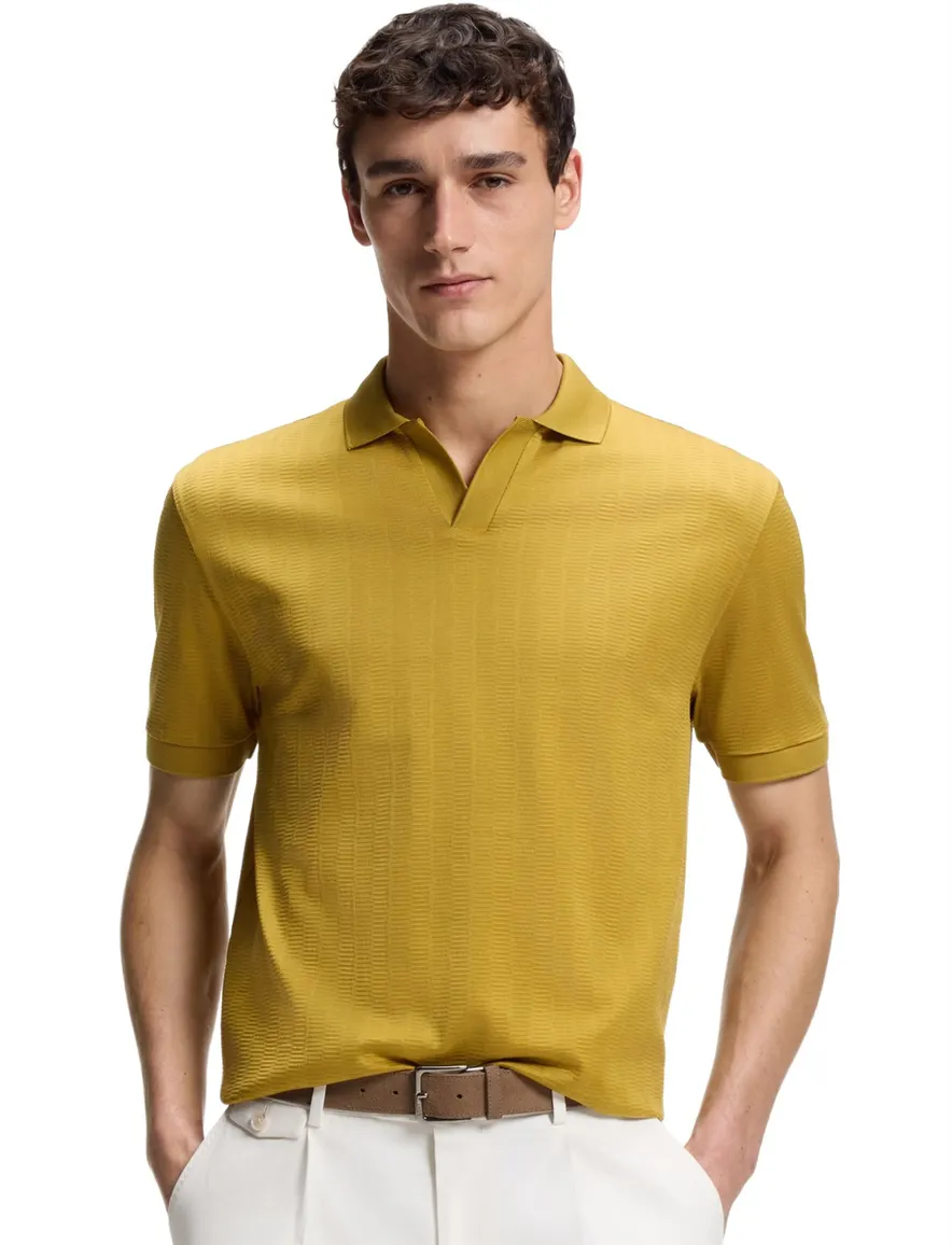 BOSS Black gestreept poloshirt geel