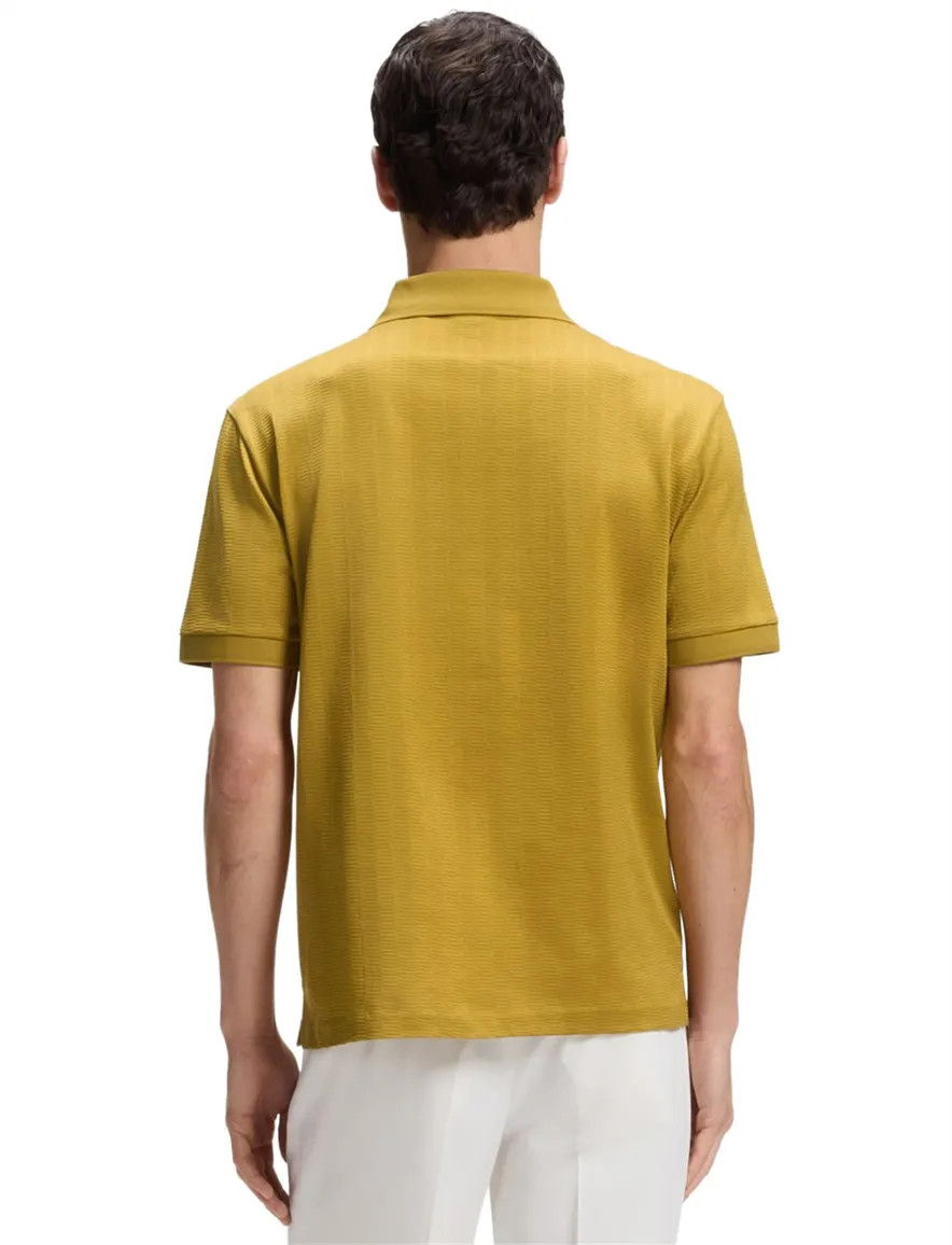 BOSS Black gestreept poloshirt geel