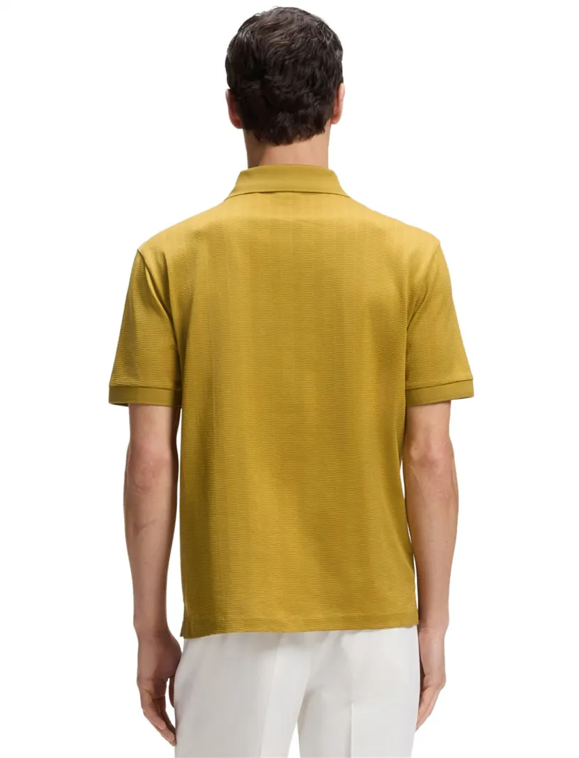 BOSS Black poloshirt geel gestreept