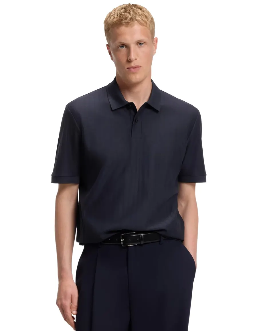 Boss Black poloshirt korte mouw donkerblauw
