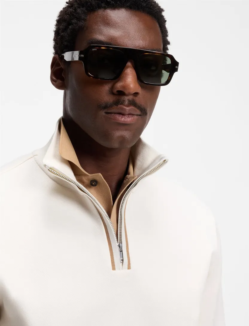 BOSS Black trui creme half zip