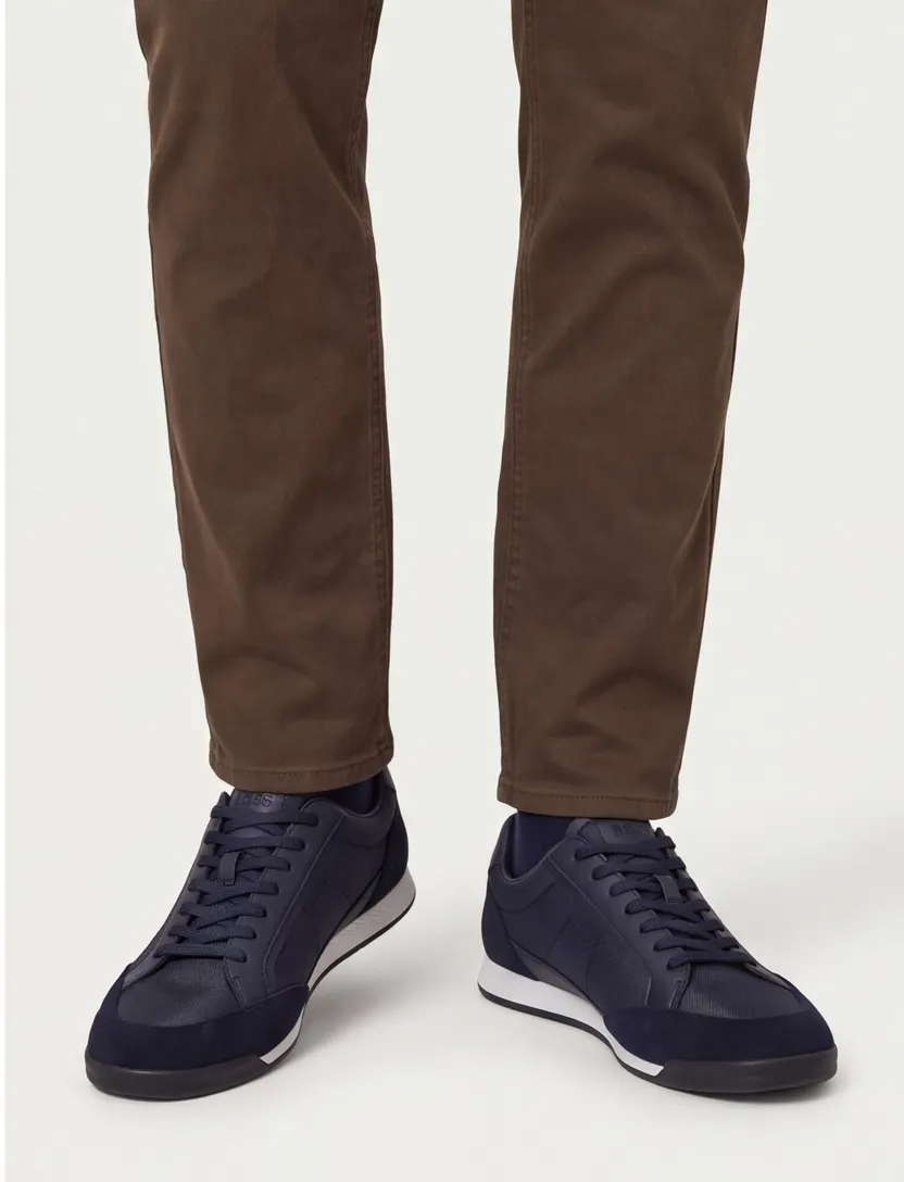 BOSS Black sneakers donkerblauw koeleder suede element