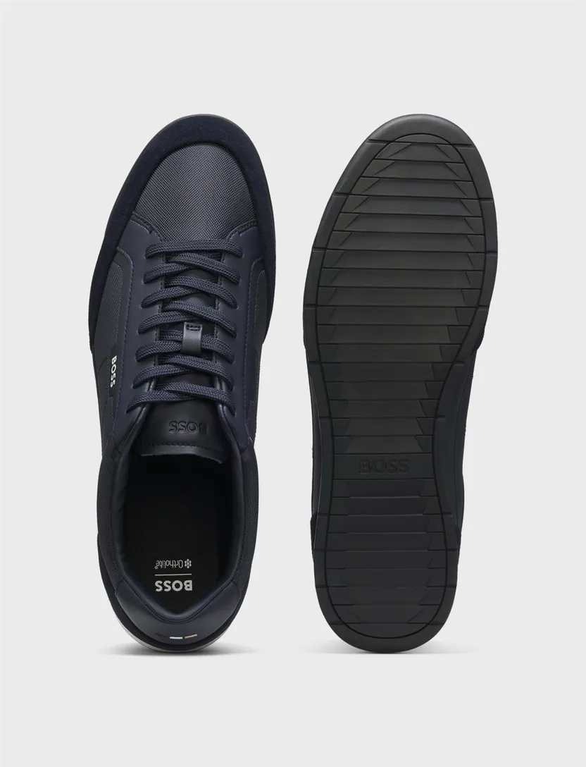 BOSS Black sneakers donkerblauw koeleder suede element
