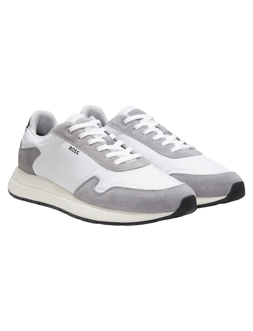 schoenen BOSS Black wit sneakers met grijze leren afwerking