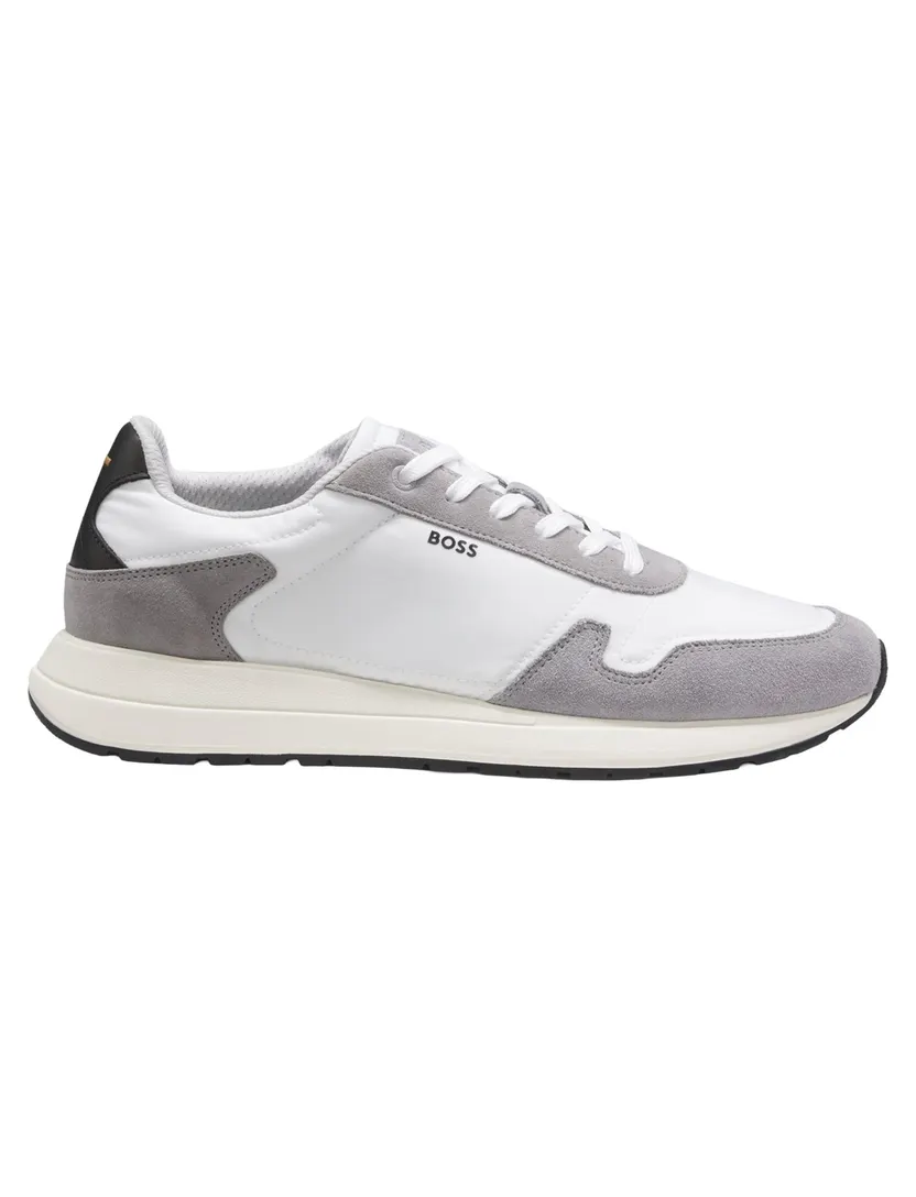 schoenen BOSS Black wit sneakers met grijze leren afwerking
