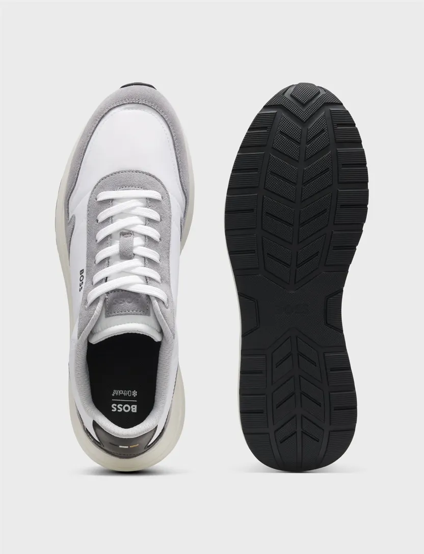 schoenen BOSS Black wit sneakers met grijze leren afwerking