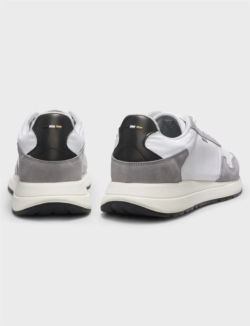 schoenen BOSS Black wit sneakers met grijze leren afwerking