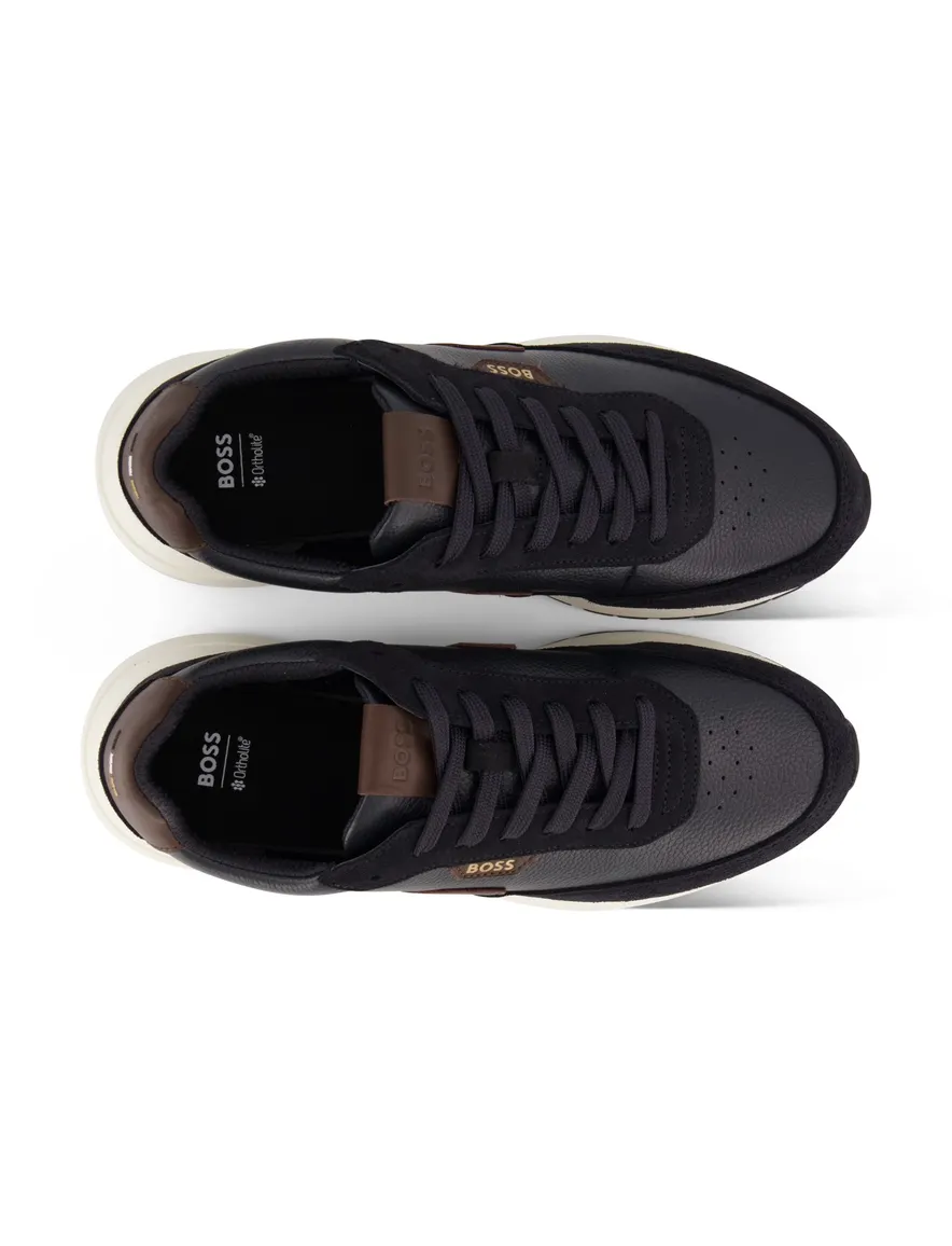 BOSS Black sneakers donkerblauw leer
