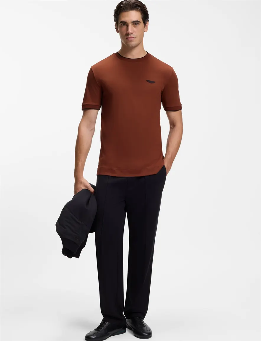 BOSS Black T-shirt ronde hals bruin BOSS x ASTON MARTIN