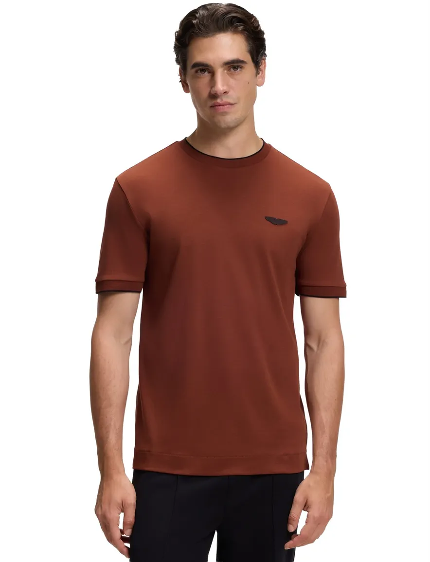 BOSS Black T-shirt ronde hals bruin BOSS x ASTON MARTIN