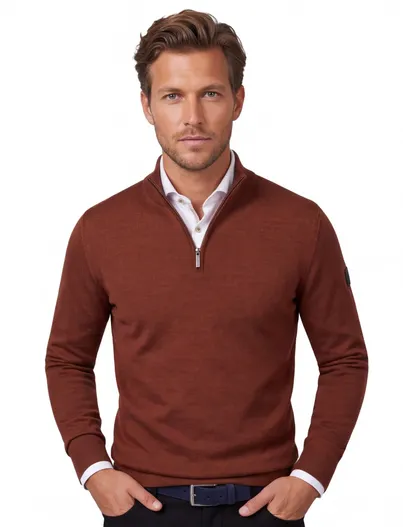 Cavallaro Trui Cavallaro half zip rood gemeleerd