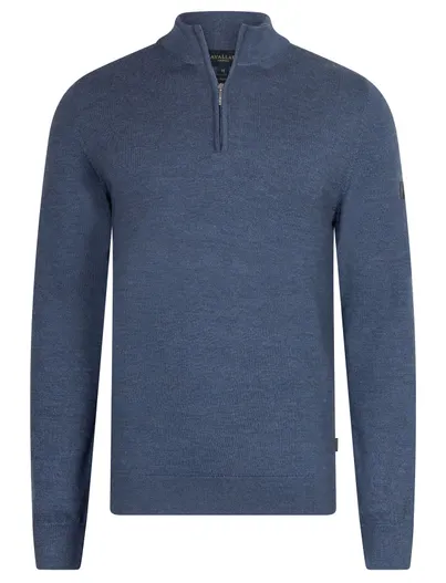 Cavallaro Trui Cavallaro donkerblauw gemeleerd half zip