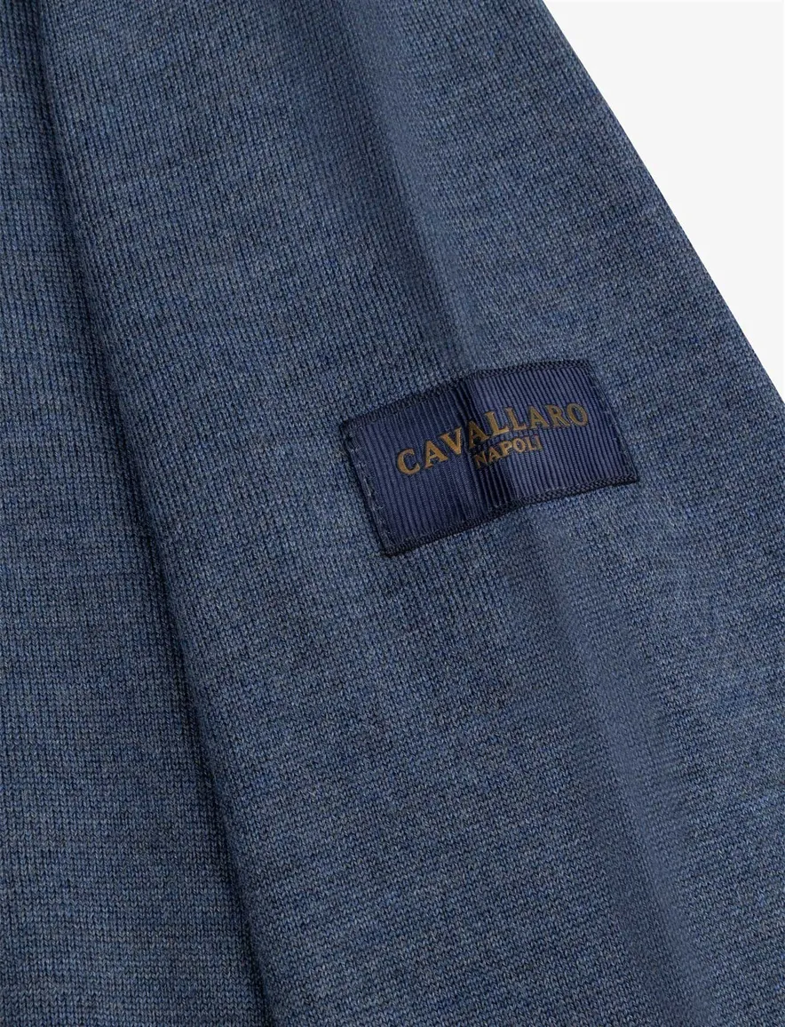 Cavallaro donkerblauwe gemeleerde half zip trui