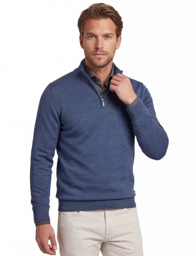 Cavallaro Trui Cavallaro donkerblauw gemeleerd half zip