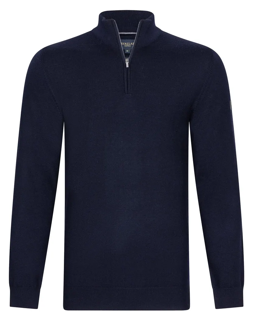 Trui Cavallaro donkerblauw half zip