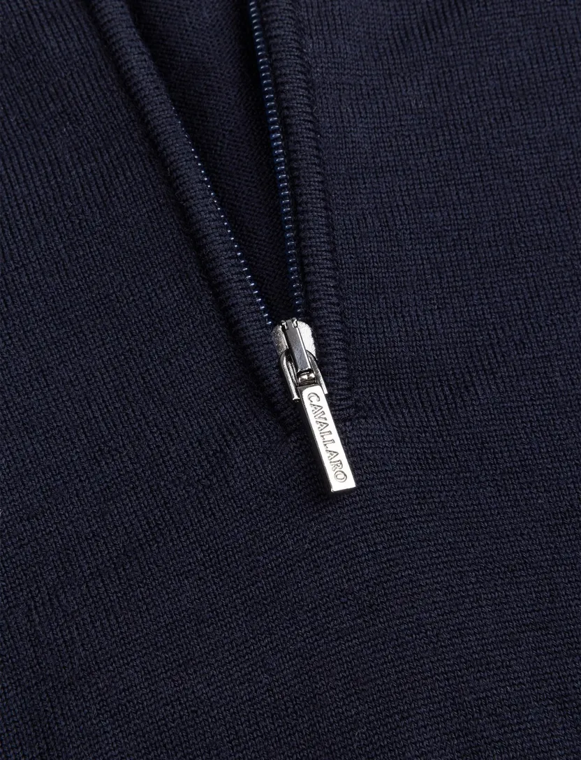Trui Cavallaro donkerblauw half zip