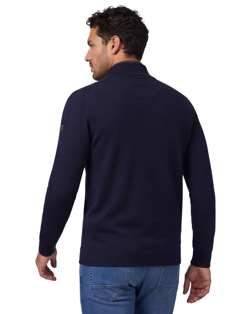 Trui Cavallaro donkerblauw half zip