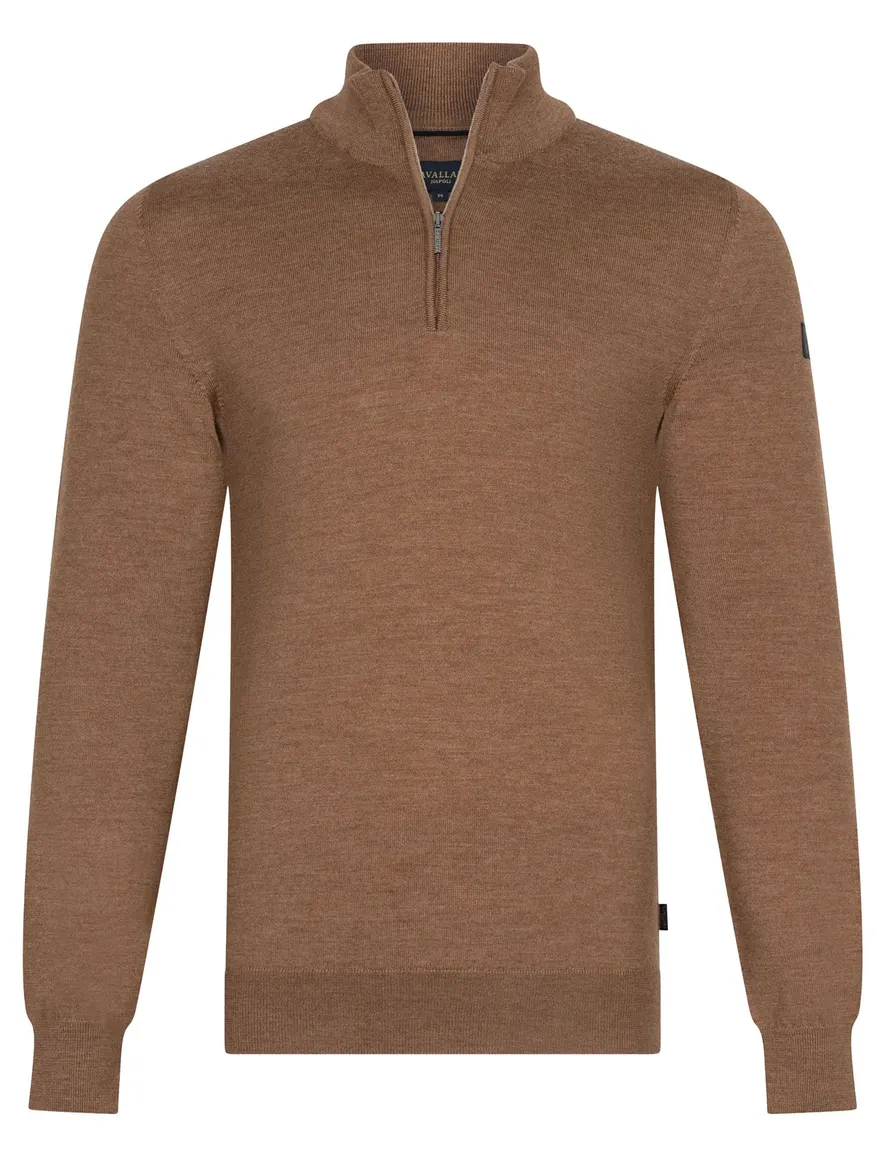 Cavallaro half zip trui bruin gemeleerd