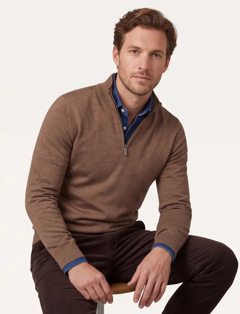 Cavallaro trui bruin half zip