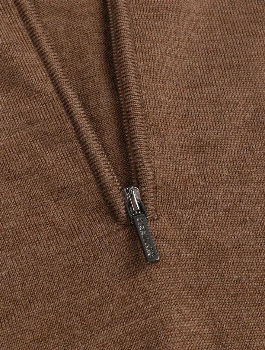 Cavallaro half zip trui bruin gemeleerd