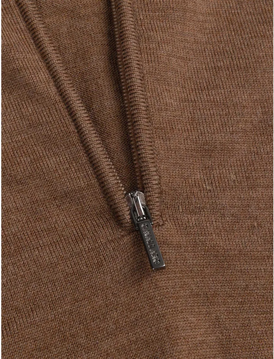 Cavallaro half zip trui bruin gemeleerd