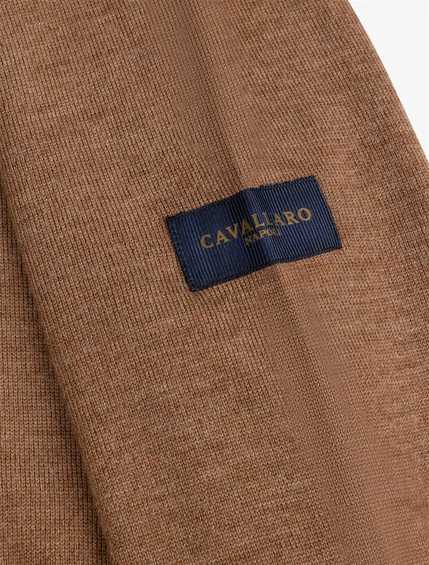 Cavallaro half zip trui bruin gemeleerd
