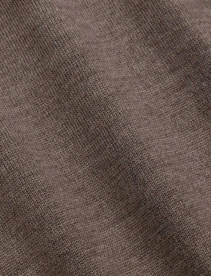 Trui Cavallaro bruin half zip merinowol